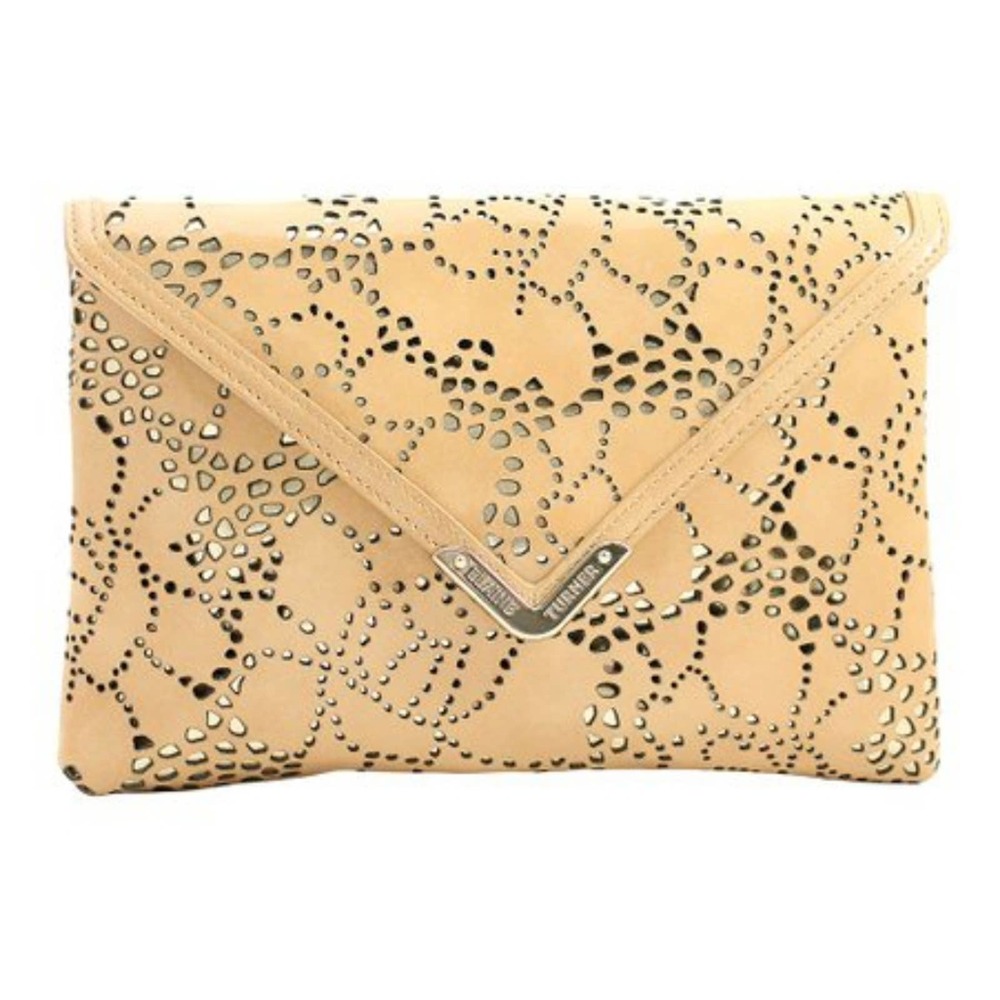 Elaine Turner Bella Patent Leather Lazercut Envelope Clutch Purse